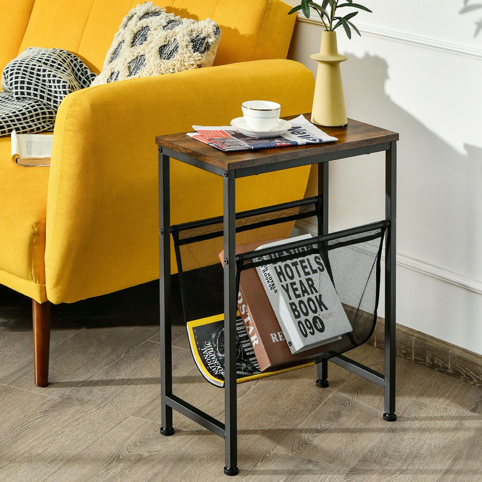 2-Tier Narrow Sofa Side End Table Laptop Stand
